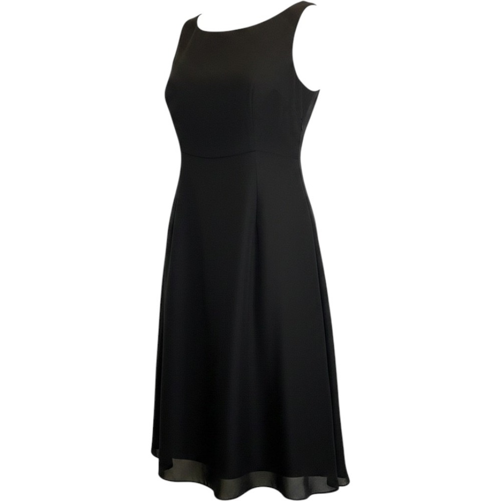 Chaiken Black Mini Dress 100% Silk Chiffon Lined LBD Classic Preppy Minimalist M